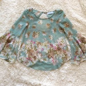 Bell sleeved floral blouse